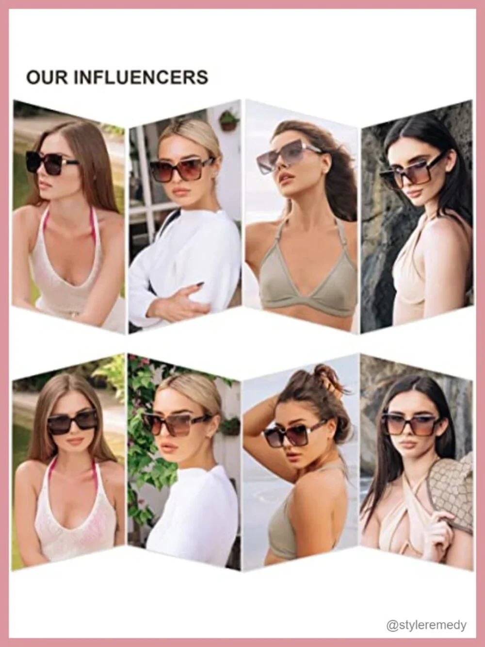 Oversized Square Rimless Sunglasses UV400 Ladies Shades